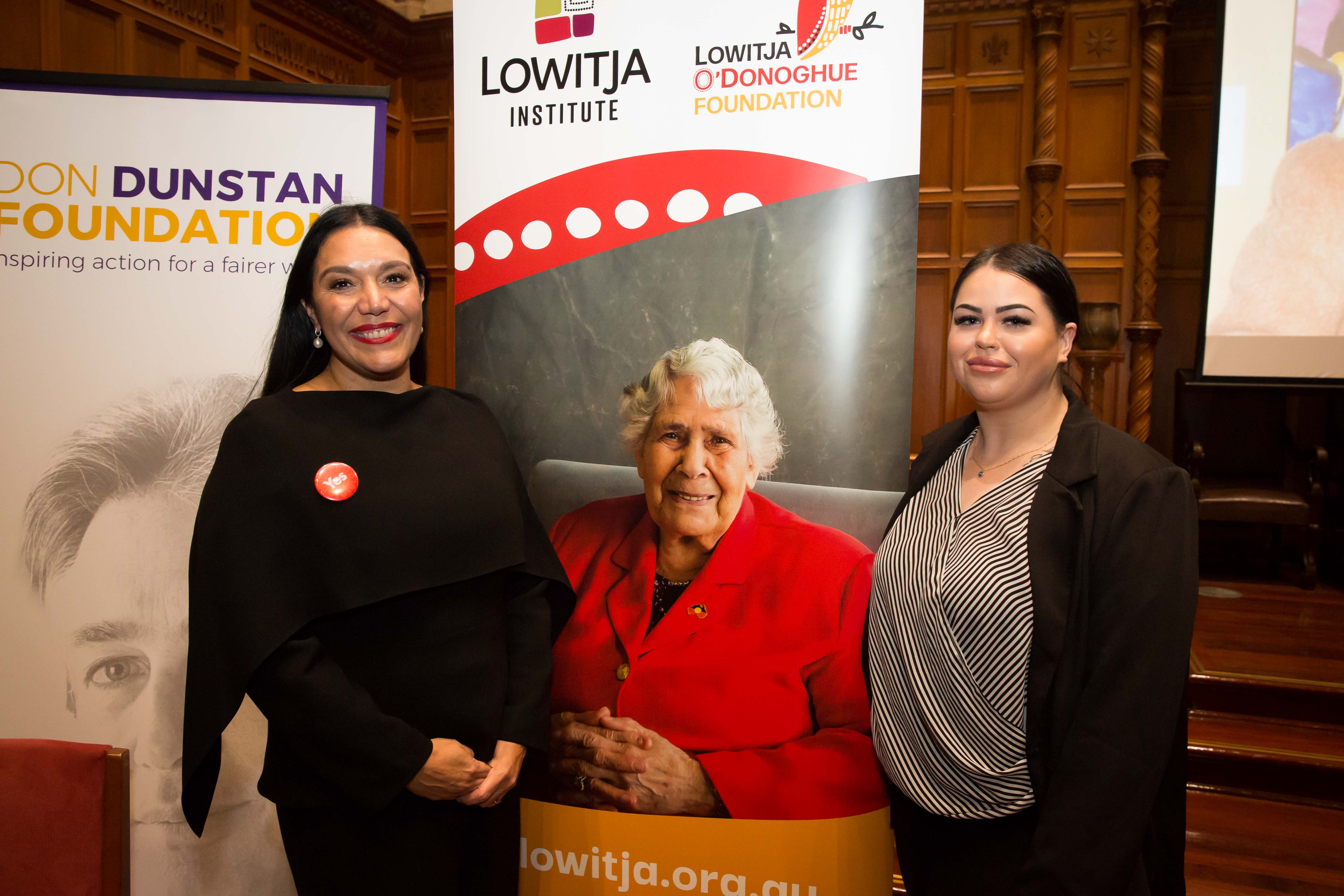 Adjunct Professor Janine Mohamed, CEO of Lowitja Institute (left) with Aspen Medical Foundation scholarship recipient Emma Scarce.