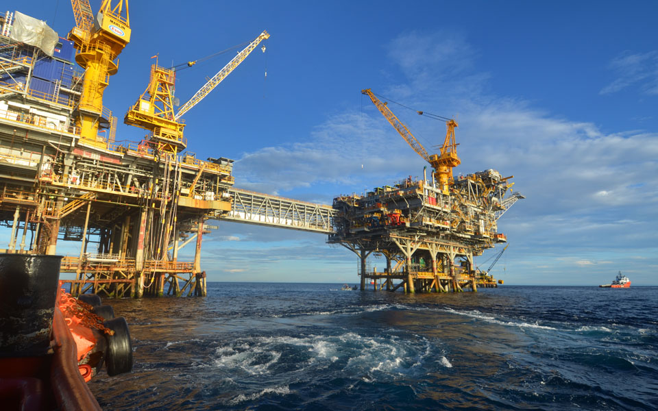 Photo of an offshore energy platform.