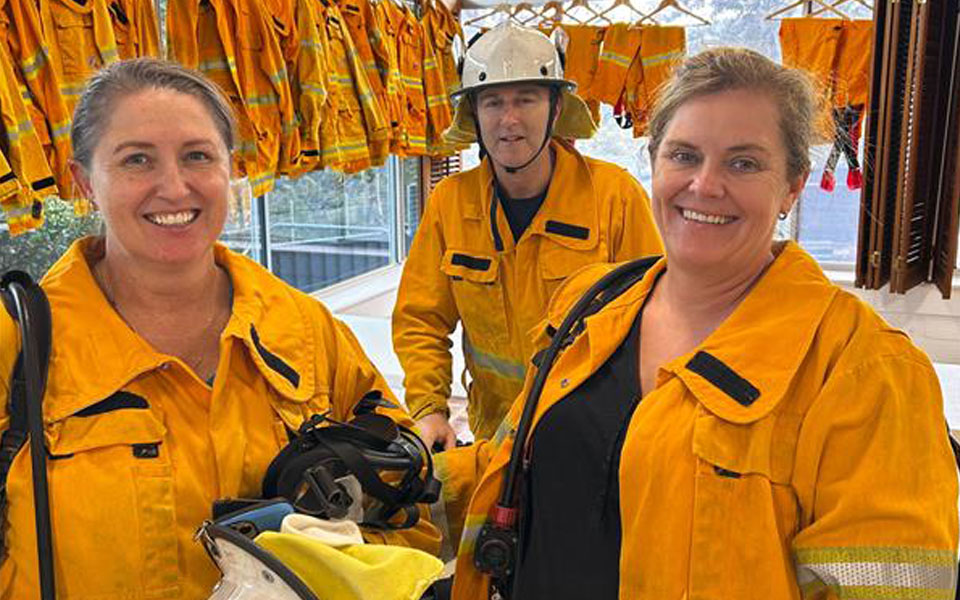 Image of Aspen Medical team wearing safety uniform including Amy O'Brien, Andrew Lee and Saina Woolley.