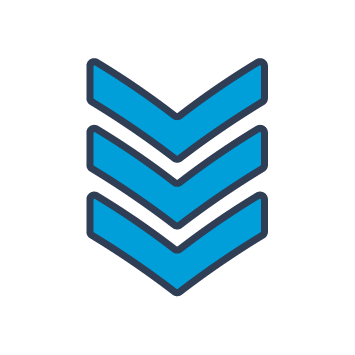 Blue and black graphic shows a pattern representing a defence badge.