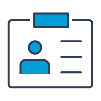 Blue and black graphic representing an ID card