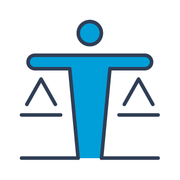 Blue and black graphic representing balance for an individual