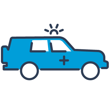 Blue and black graphic of a 4X4 ambulance.
