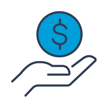 Image shows a hand hovering beneath a dollar sign in a circle.