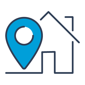 Icon shows a home with a symbol indicating location.