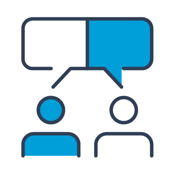 Icon of two people conversing.