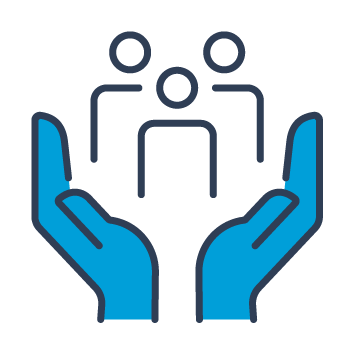 Icons shows a group of people held by a pair of hands.