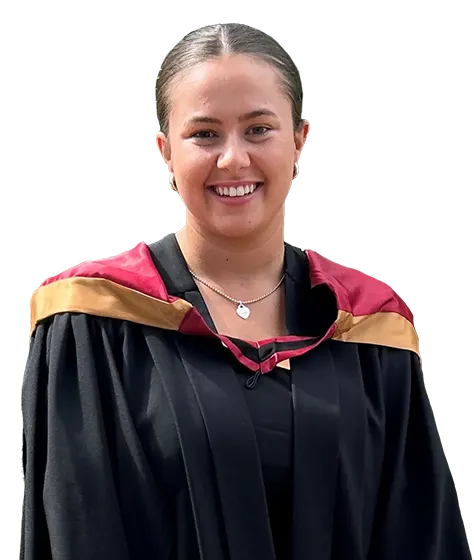 Aspen Medical scholarship recipient in her university gown.
