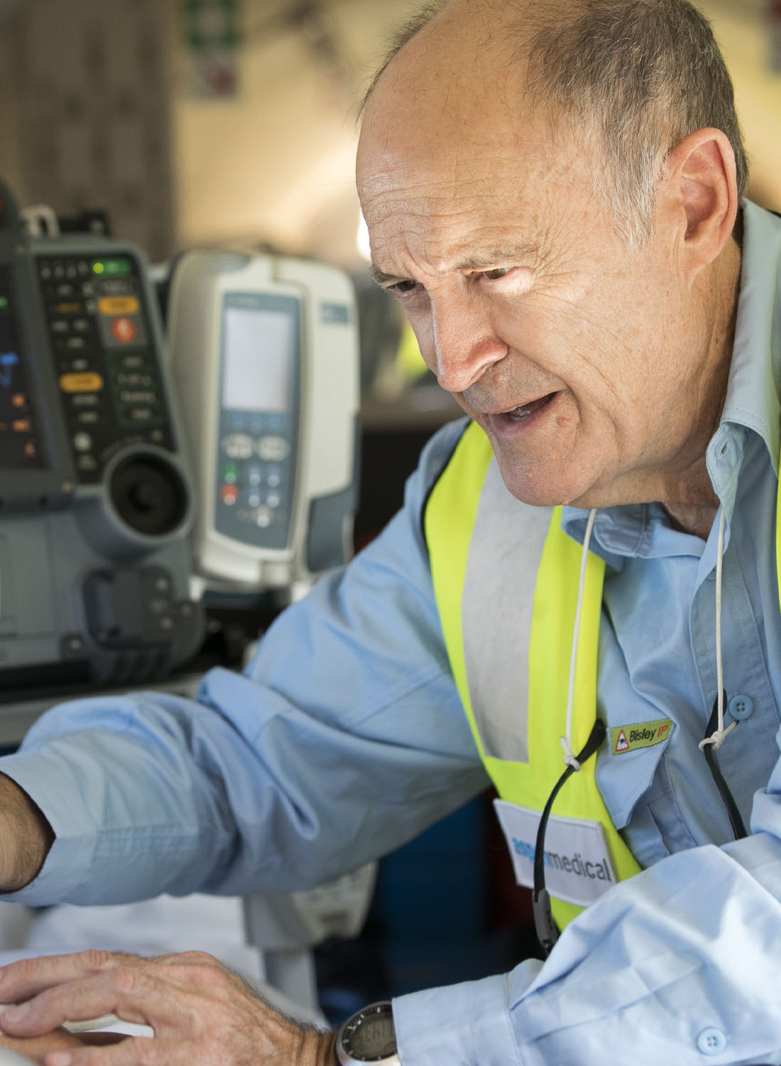 Photo shows an Aspen Medical clinician onboard our aircraft.