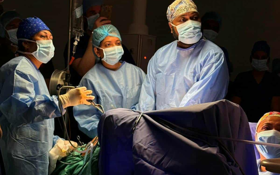 Surgical team in an operating theatre 