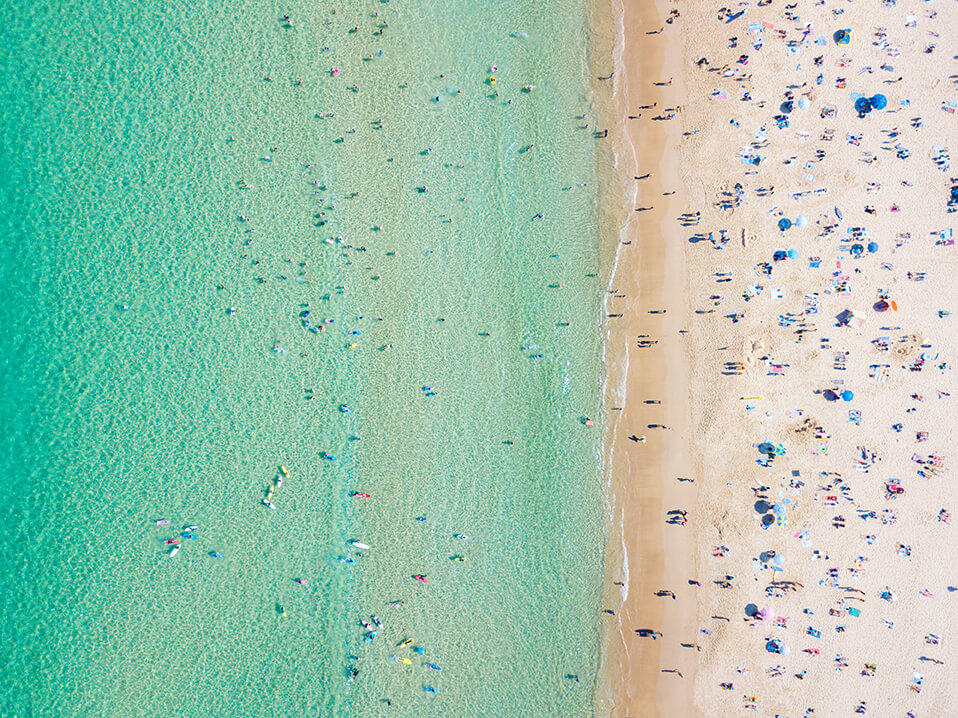 Aerial view of Australian beach.