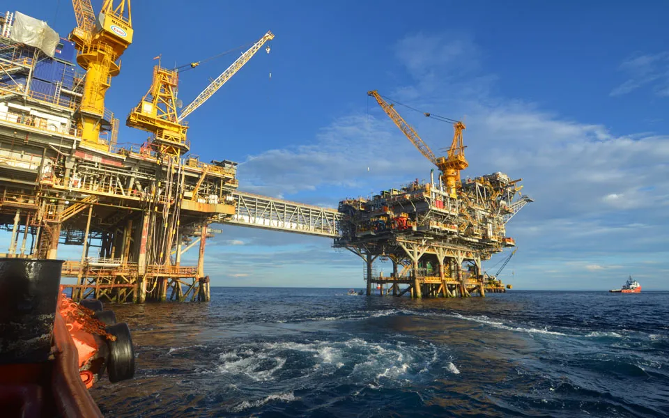 Photo of an offshore energy platform.